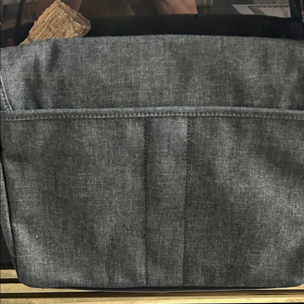 EUC Fossil Gray and Tan Messenger Bag holds laptop. - Picture 5 of 16